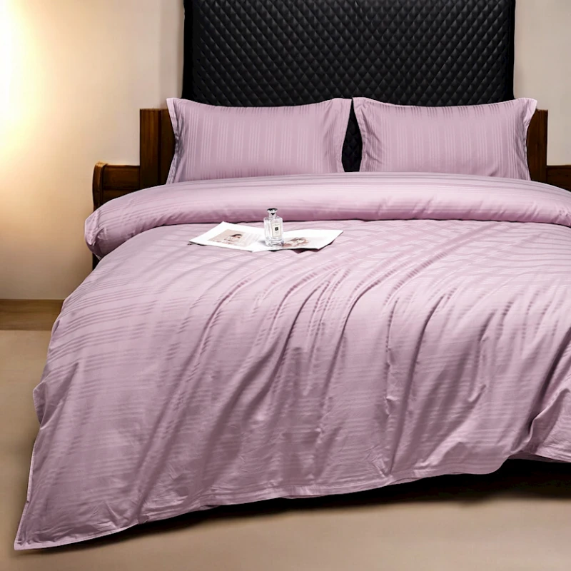 Комплект постельного белья Luxe Cotton 000752, пододеяльник 160x220 см, простыня 180x240 см, наволочка 50х70 см, односпальный, люкс-сатин, розовый