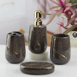 Набор для ванной nh_15c99, керамика, коричневый, 4 шт Набор для ванной nh_15c99, керамика, коричневый, 4 шт