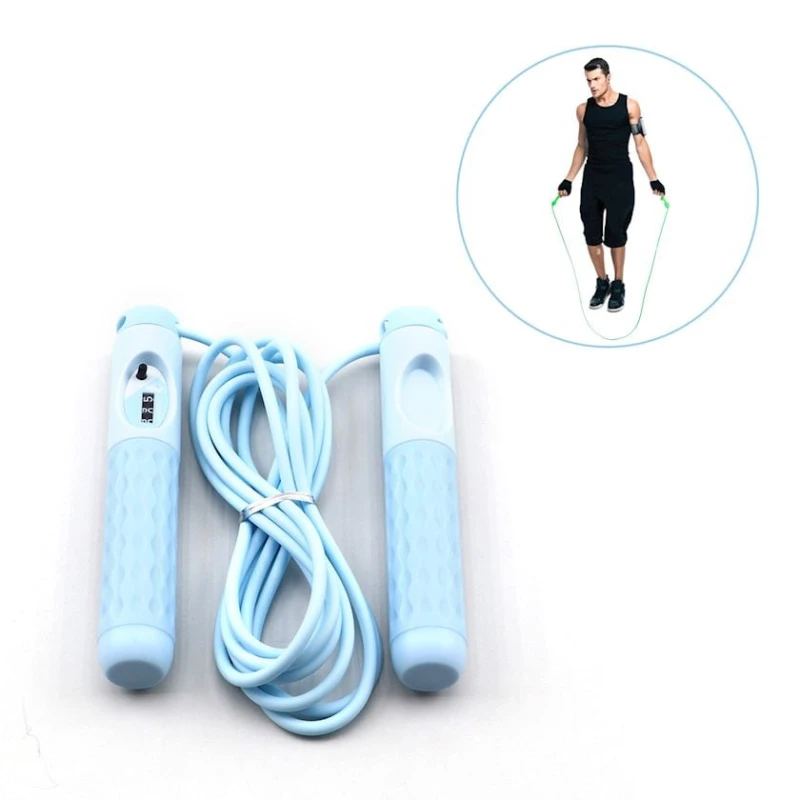 Скакалка, пластик, голубая