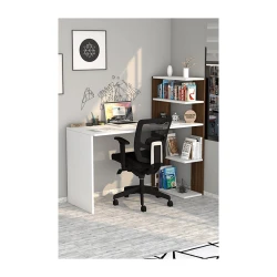 Письменный стол ev_12116197, ламинат, белый/коричневый, 122x50x120 см