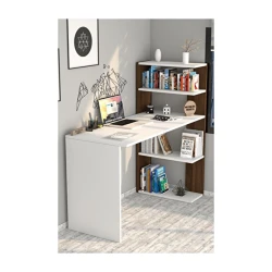 Письменный стол ev_12116197, ламинат, белый/коричневый, 122x50x120 см