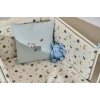 Beşik üçün yumşaq qoruyucu ilə dəst Zoo, pambıq, mavi/ağ, 7 parça