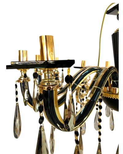 Asma çılçıraq Şəms Aydınlatma 85066, 8xE14, qara/qızılı, kristal