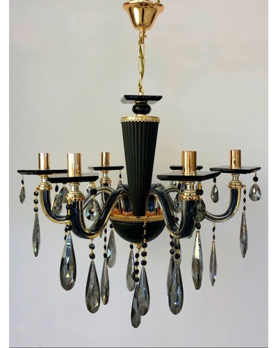 Asma çılçıraq Şəms Aydınlatma 85066, 8xE14, qara/qızılı, kristal