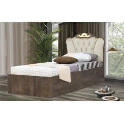 Односпальная кровать Günəş bazalı, ламинат, коричневая, 200x90x104 см