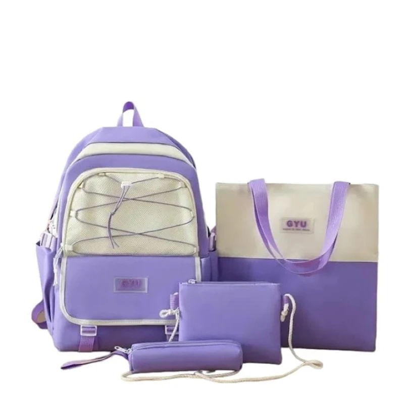 Məktəbli bel çantası 3-ü 1-də BS-116, 40x30x10 sm, su keçirməyən parça, ağ/tünd bənövşəyi