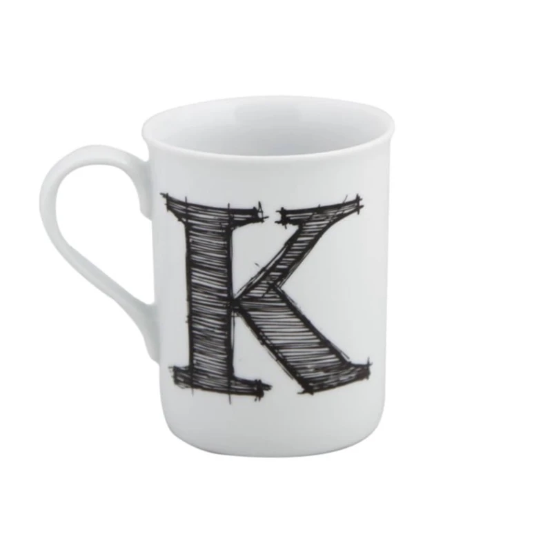 Кружка Porland Letter K 04AP016111, белая, 285 мл Кружка Porland Letter K 04AP016111, белая, 285 мл