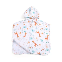 Детское банное полотенце с капюшоном Funnababy Giraffe, голубой, 50х50 см