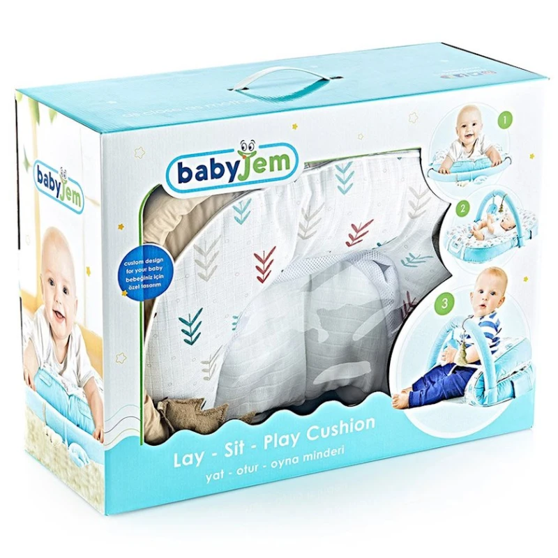 Коврик-кровать для ребенка Babyjem Babyjem Yat Otur Oyna Minderi Mavi, с игрушками, для детей, голубой Коврик-кровать для ребенка Babyjem Babyjem Yat Otur Oyna Minderi Mavi, с игрушками, для детей, голубой