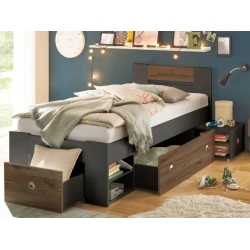 Односпальная кровать Art_tek_yataq 12, ламинат, черная/коричневая, 200x85x90 см