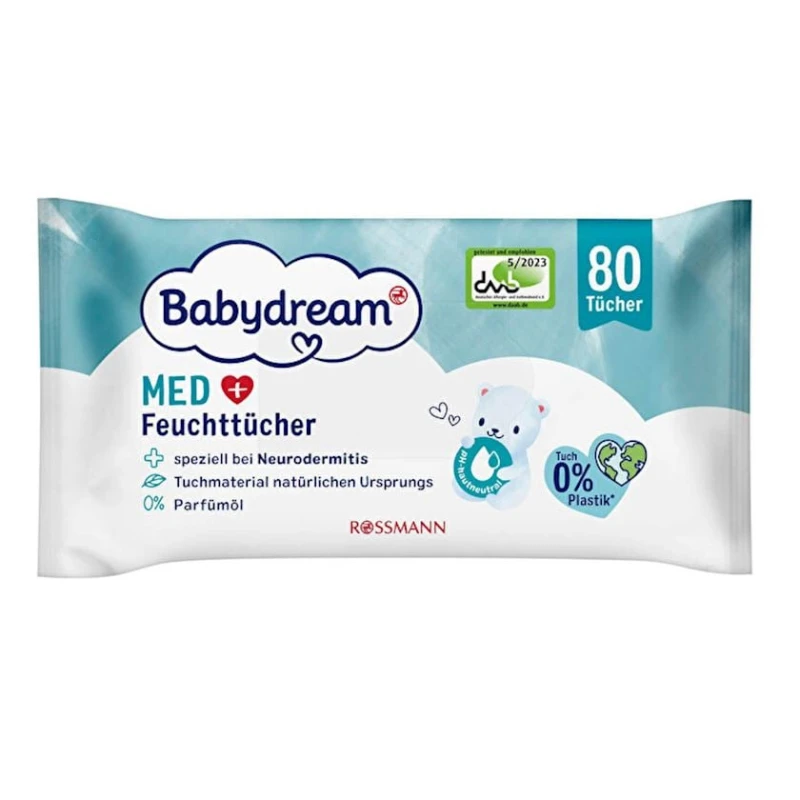 Uşaqlar üçün nəm salfetlər Babydream Med+ 80 əd Uşaqlar üçün nəm salfetlər Babydream Med+ 80 əd