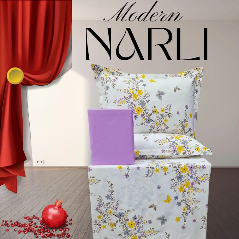 Комплект постельного белья Narlı 1150, пододеяльник 200x220 см, простыня 240х260 см, наволочки 50х70 см, двуспальный, хлопок, разноцветный