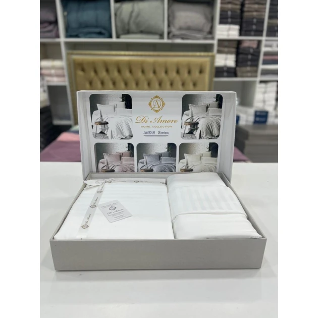 Комплект постельного белья MiraNova FS-584, простыня 170х240 см, пододеяльник 160х220 см, наволочка 50х70 см, односпальный, хлопок, белый