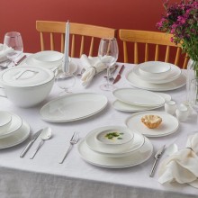 Süfrə qab-qacaq dəsti Emsan Fine Bone Freya Platinium, keramika, ağ, 60 parça, 12 nəfərlik