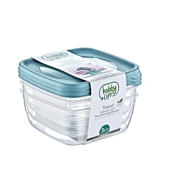 Набор контейнеров для хранения продуктов Hobby Life 021039 2.7 л, 3 шт, 15.2x15.2x10.3 см, пластик, с крышкой, в ассортименте