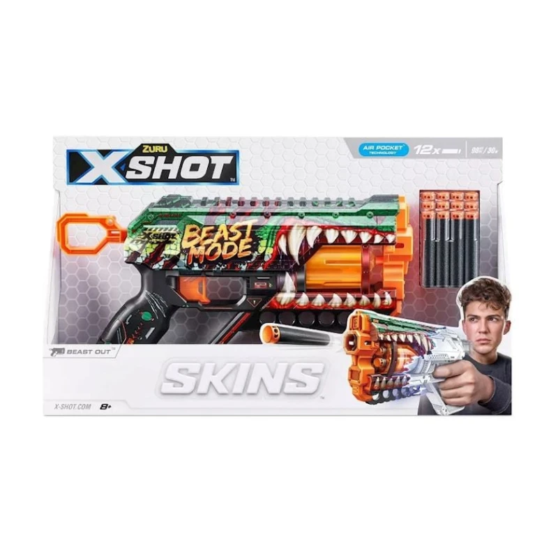 Бластер Zuru X-Shot Skins Griefer Beast Out 36561, 12 патронов