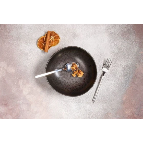 Salat qabı Porland Stoneware Ironstone, keramoqranit, qara, 15 sm