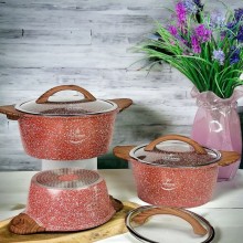 Qazan dəsti Life Smile LF-UU-001, qırmızı, 3 parça