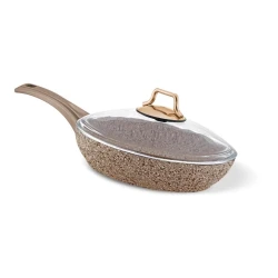 Сковородка Shosman 4858, гранит, с крышкой, 28 см, кремовая