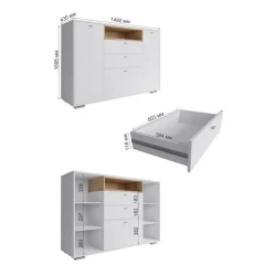 Комод, 100.5x149.2x43 см, ЛДСП, белый/коричневый Комод, 100.5x149.2x43 см, ЛДСП, белый/коричневый