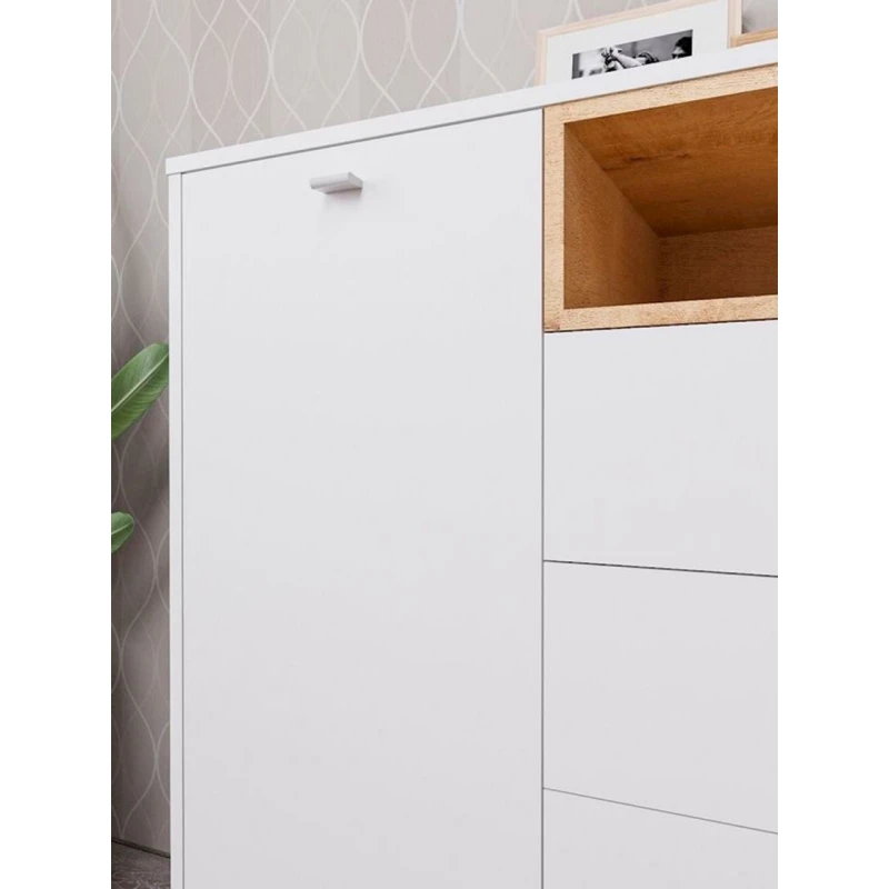 Комод, 100.5x149.2x43 см, ЛДСП, белый/коричневый Комод, 100.5x149.2x43 см, ЛДСП, белый/коричневый