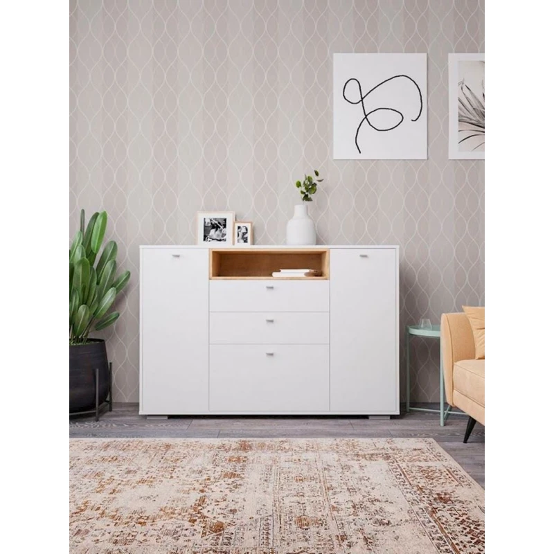 Комод, 100.5x149.2x43 см, ЛДСП, белый/коричневый Комод, 100.5x149.2x43 см, ЛДСП, белый/коричневый