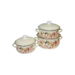 Набор кастрюль Керченская эмаль Круиз-1, 3 шт, 2000/3000/4000 мл, сталь, с крышкой, бежевый/розовый Набор кастрюль Керченская эмаль Круиз-1, 3 шт, 2000/3000/4000 мл, сталь, с крышкой, бежевый/розовый