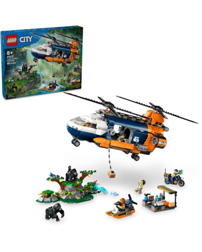 Konstruktor LEGO City Jungle Explorer Helicopter at Base Camp 60437, 8+ yaş, 881 element