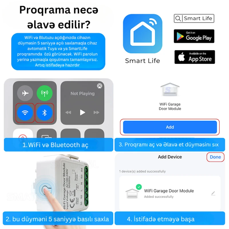 Датчик открытия дверей и ворот Tuya Wi-Fi + Bluetooth Датчик открытия дверей и ворот Tuya Wi-Fi + Bluetooth