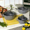 Набор кастрюль Life Smile LF-QZ-003, гранит, серый, 3 предмета Набор кастрюль Life Smile LF-QZ-003, гранит, серый, 3 предмета