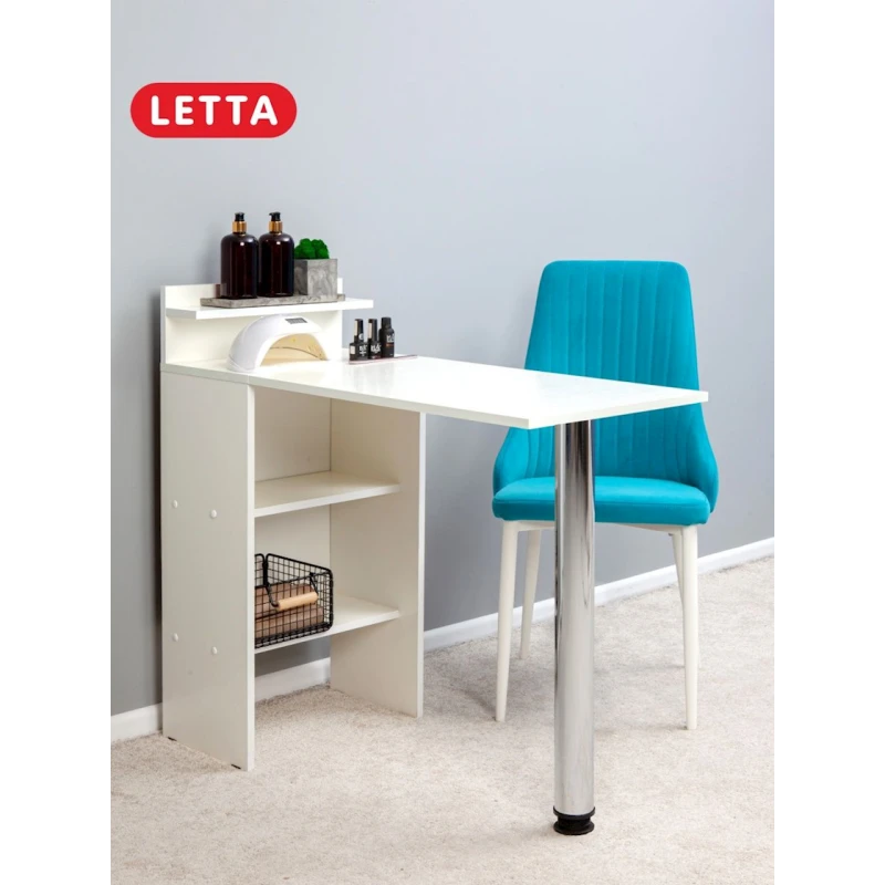 Маникюрный стол Letta, белый, ЛДСП/металл, 98x45x75 см