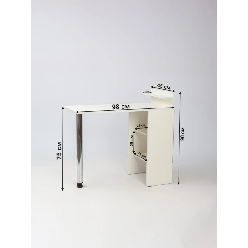 Маникюрный стол Letta, белый, ЛДСП/металл, 98x45x75 см