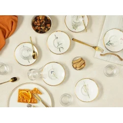 Сервиз чайный Porland Botanical, белый/золотистый, 11 см, 6 персон, 12 предметов