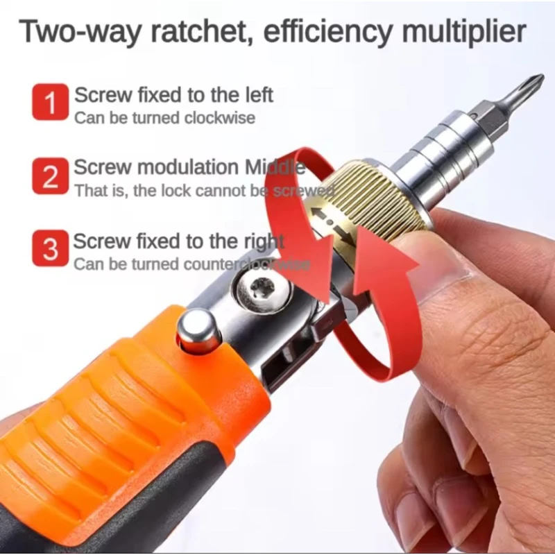 Многофункциональная отвертка F35-ag-349, металл/пластик, черная/оранжевая, 15 см