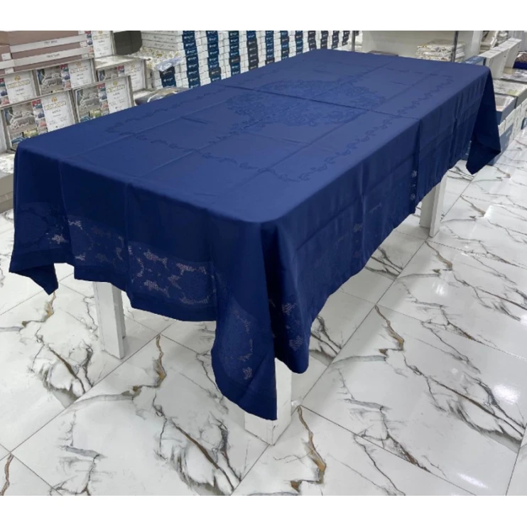 Скатерть MiraNova FS-648, тефлоновая, синяя, 110x160 см Скатерть MiraNova FS-648, тефлоновая, синяя, 110x160 см