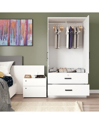 Şkaf Art Mebel Art-60-11, LDSP, ağ, 50x60x210 sm