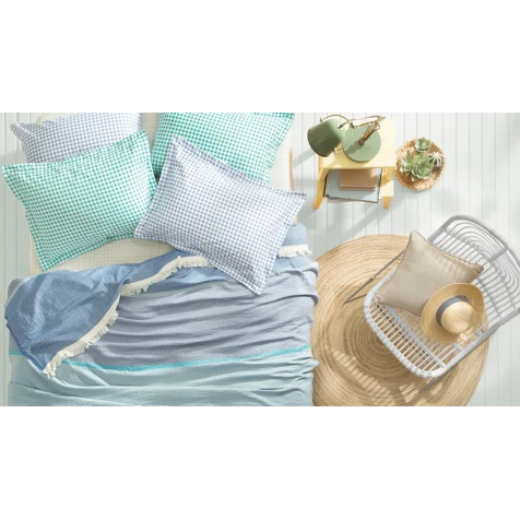 Комплект постельного белья Yataş Mattia, пике 160x230 см, простыня 100x200x35 см, наволочка 50x70 см, односпальный, хлопок, синий