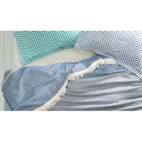 Комплект постельного белья Yataş Mattia, пике 160x230 см, простыня 100x200x35 см, наволочка 50x70 см, односпальный, хлопок, синий