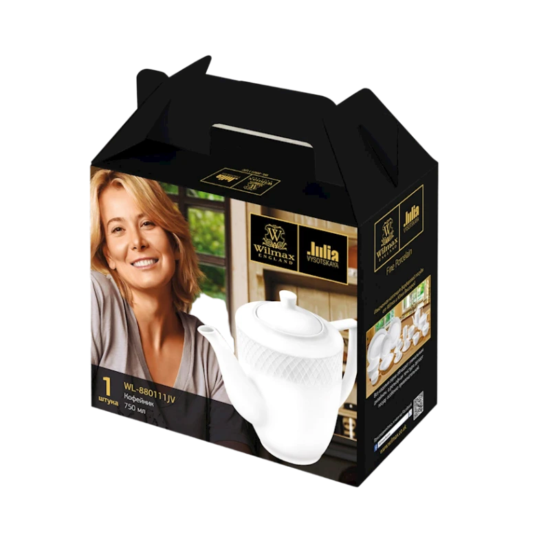 Qəhvədan Wilmax WL‑880111, 750 ml, farfor, ağ