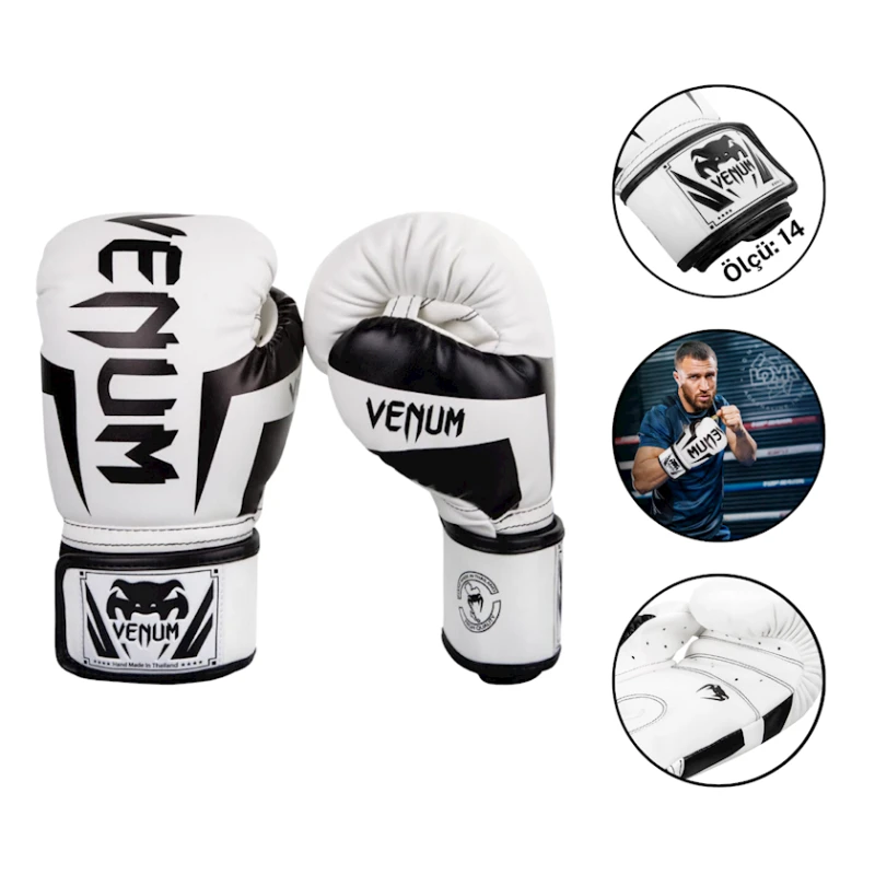 Boks əlcəyi Venum 4002, ağ/qara, ölçü 14 Boks əlcəyi Venum 4002, ağ/qara, ölçü 14