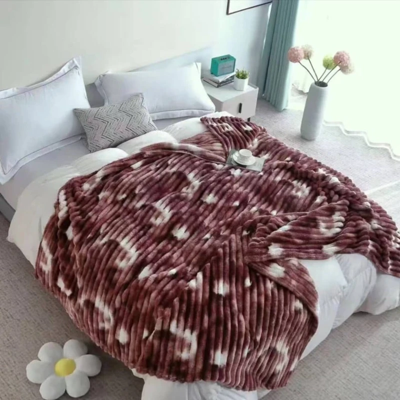 Pled-örtük MiraNova CTS-640, velür, tünd qırmızı/ağ, 160х220 sm