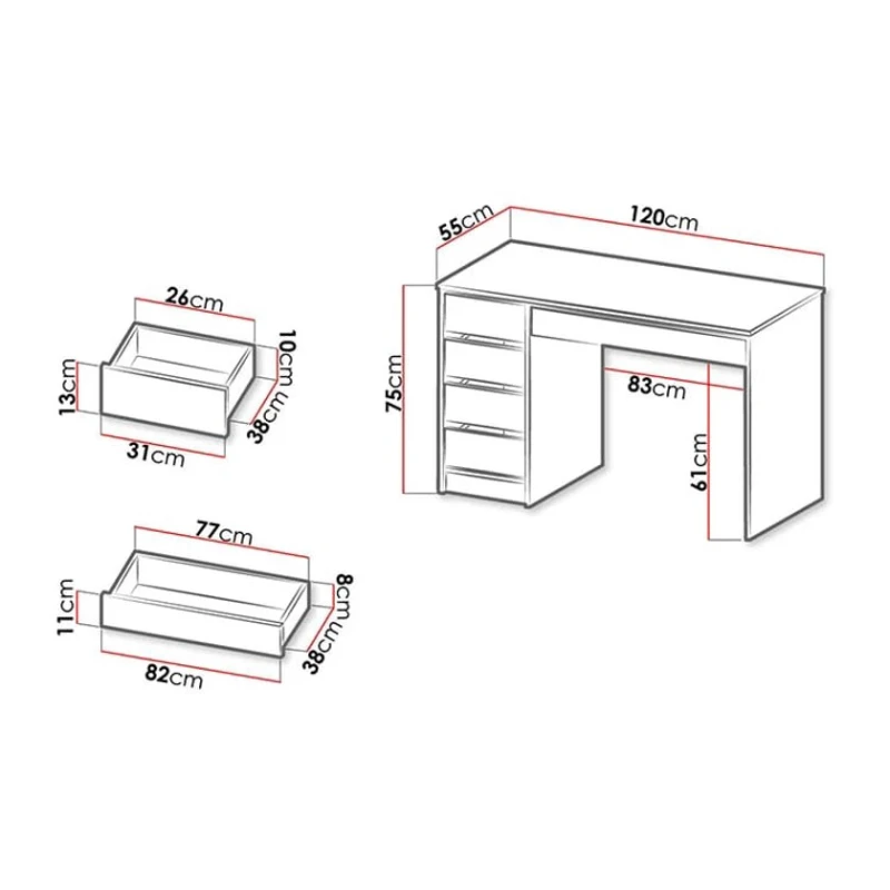 Компьютерный стол Ev Plus 12116062, ЛДСП, 120x55x75 см