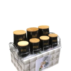 Набор емкостей для специй smil_1079, керамика, черный, 7 шт.