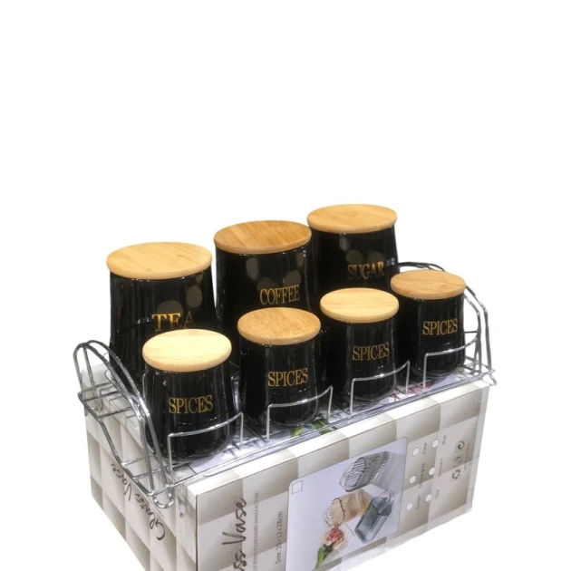 Набор емкостей для специй smil_1079, керамика, черный, 7 шт.