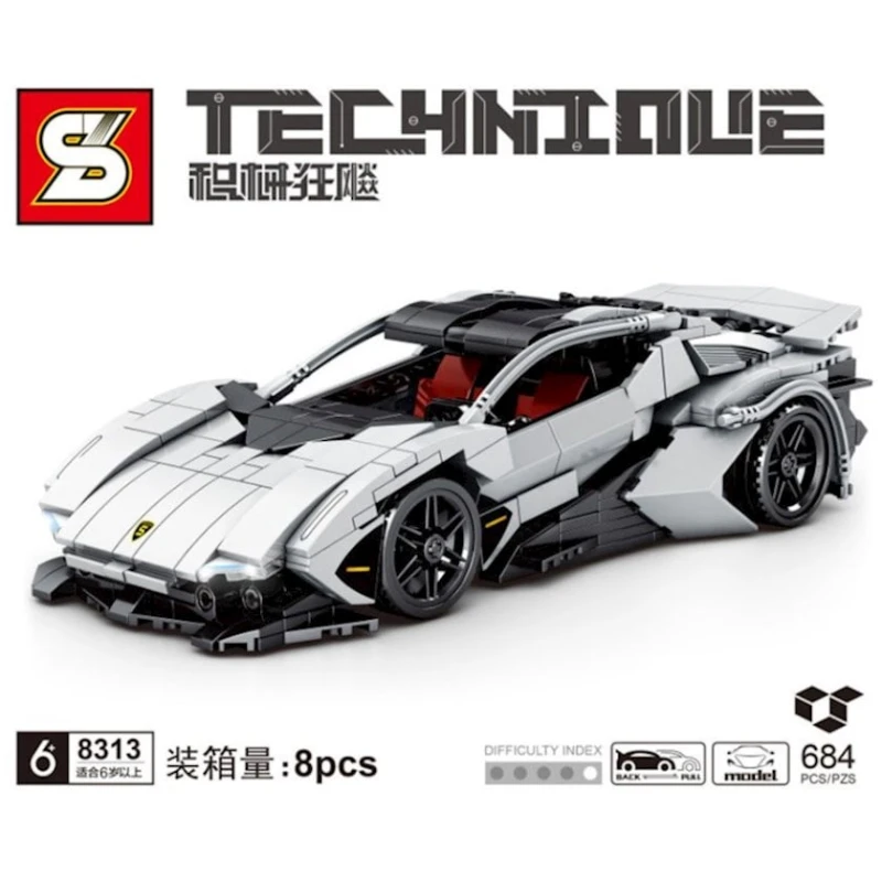 Сборная модель Senco Lamborghini белая, 684 деталей Сборная модель Senco Lamborghini белая, 684 деталей