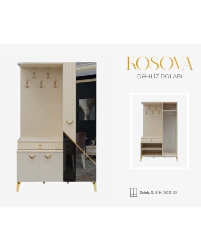 Tumbalı asılqan Stil Mebel Kosova AL-72, 90x180x50 sm, bej