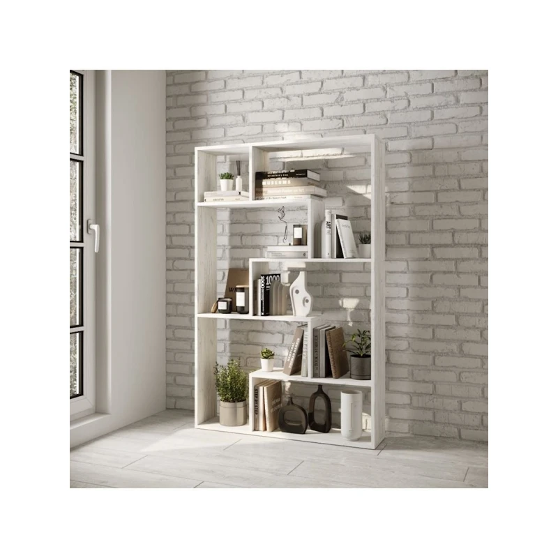 Стеллаж 3563_StellajLabirintDubWhite, 150x97.7x22 см, ЛДСП, белый Стеллаж 3563_StellajLabirintDubWhite, 150x97.7x22 см, ЛДСП, белый