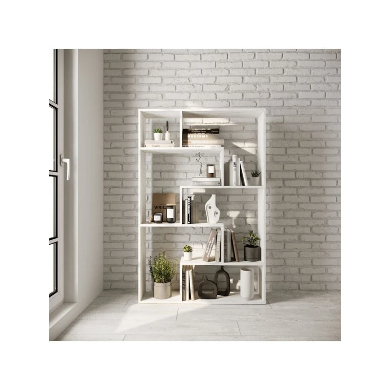 Стеллаж 3563_StellajLabirintDubWhite, 150x97.7x22 см, ЛДСП, белый Стеллаж 3563_StellajLabirintDubWhite, 150x97.7x22 см, ЛДСП, белый