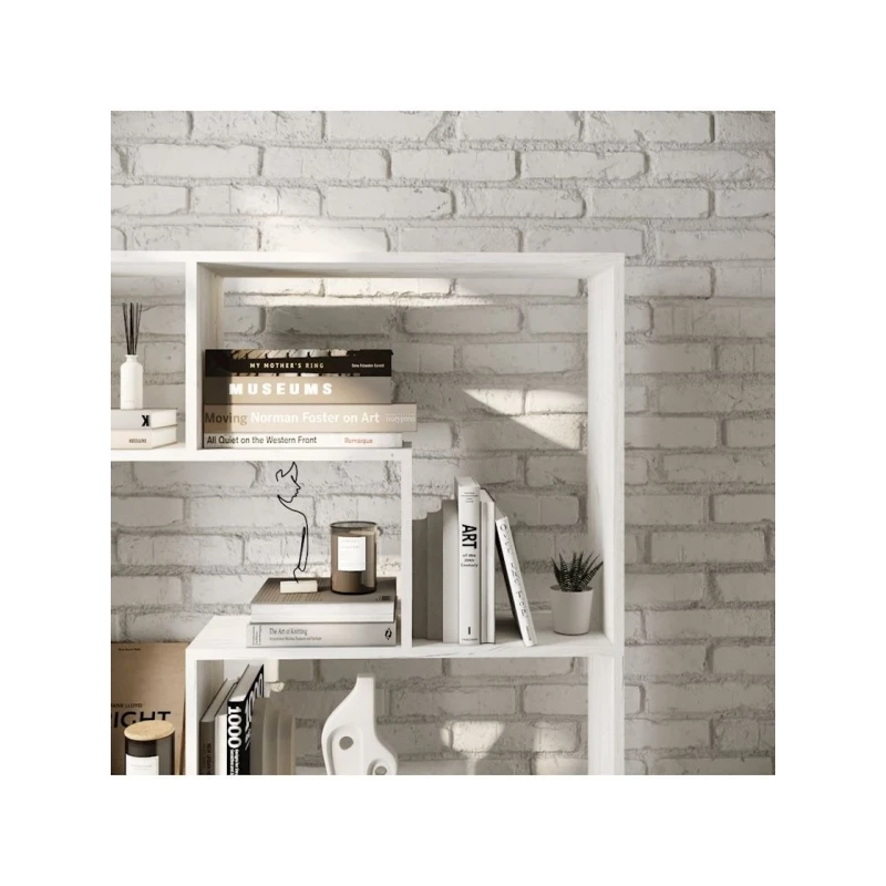 Стеллаж 3563_StellajLabirintDubWhite, 150x97.7x22 см, ЛДСП, белый Стеллаж 3563_StellajLabirintDubWhite, 150x97.7x22 см, ЛДСП, белый