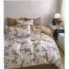 Комплект постельного белья First Home SHA-0000573, цветочный, пододеяльник 200x220 см, простыня 250x250 см, наволочки 50x70 см 2 шт, двуспальный с европростыней, хлопок, коричневый/белый